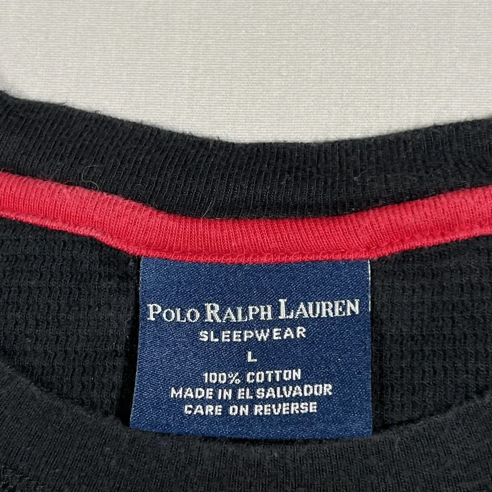 Polo Ralph Lauren Men's Black Waffle Knit Thermal Long Sleeve T-Shirt Size L